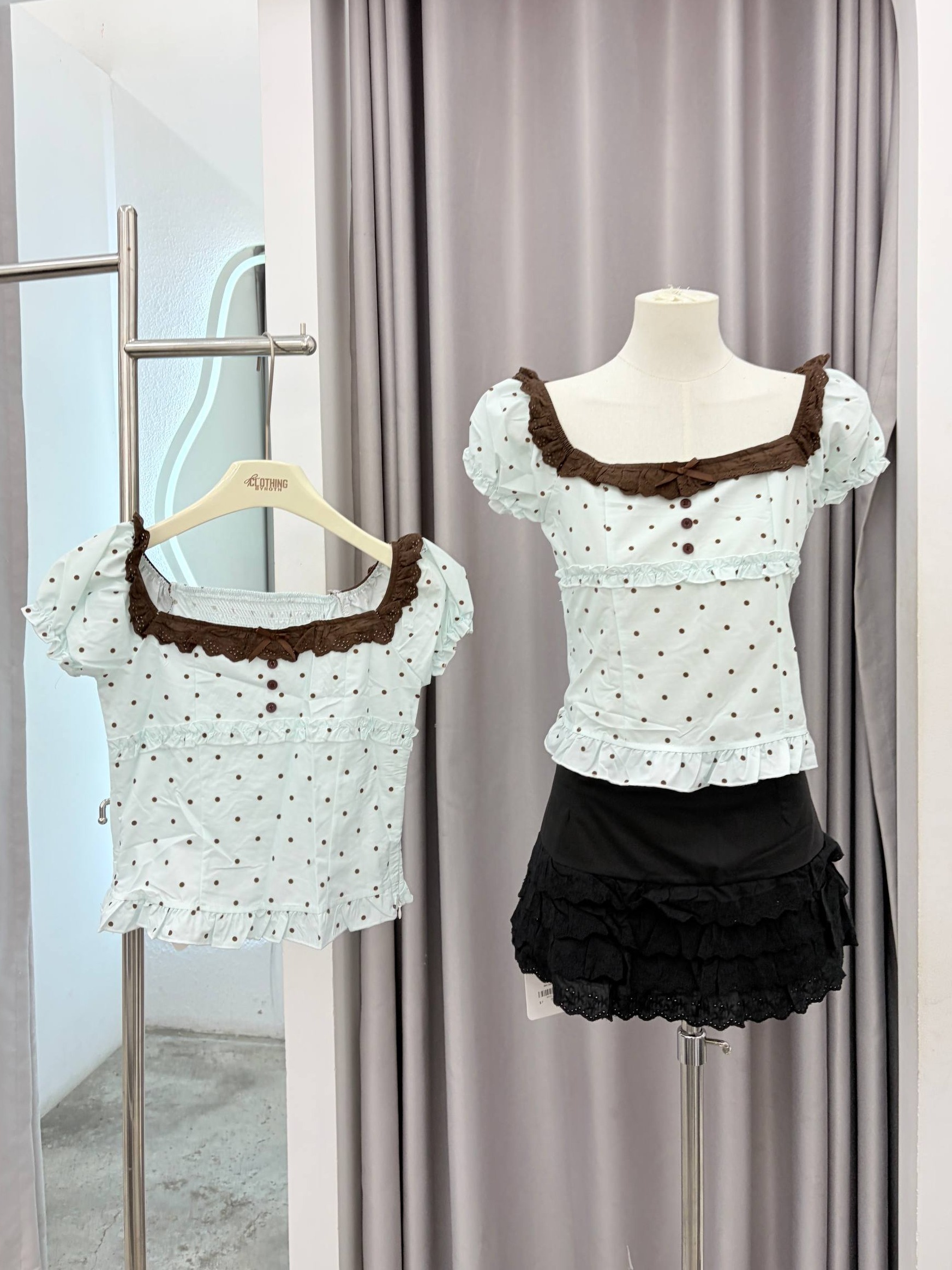 Polka dot milkmaid top