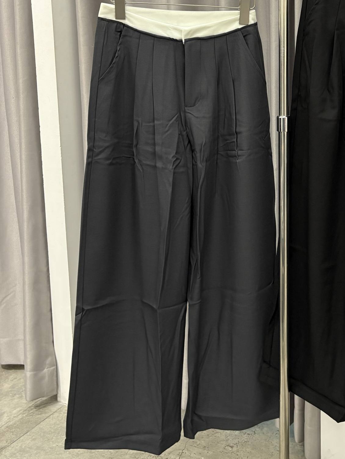 Fold-over waist wide-leg trousers