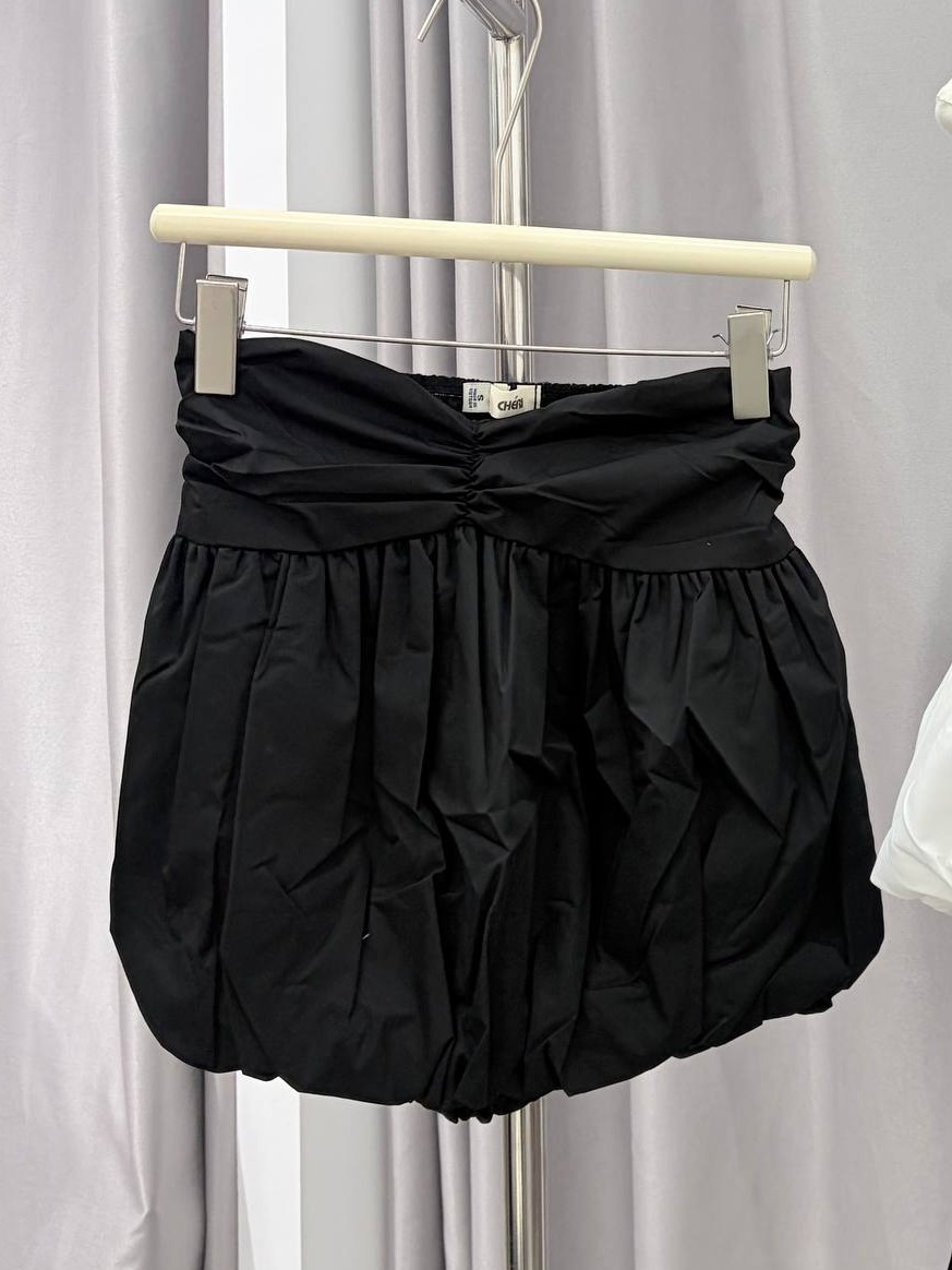 Strapless ruched bubble-hem tube top