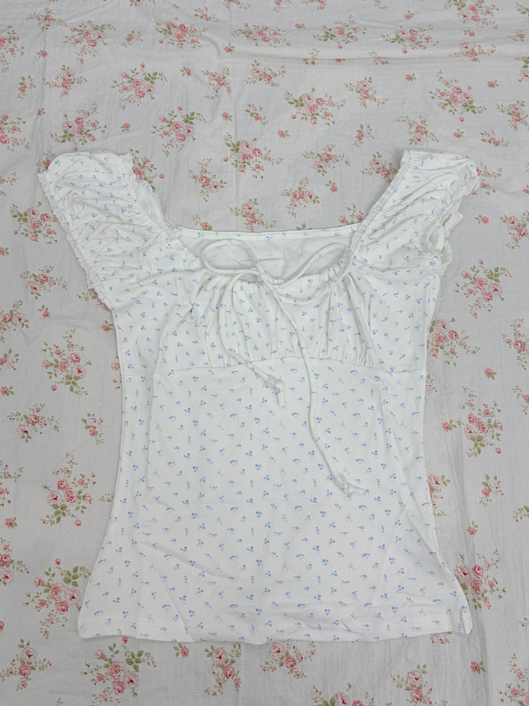 Floral tie-front milkmaid top
