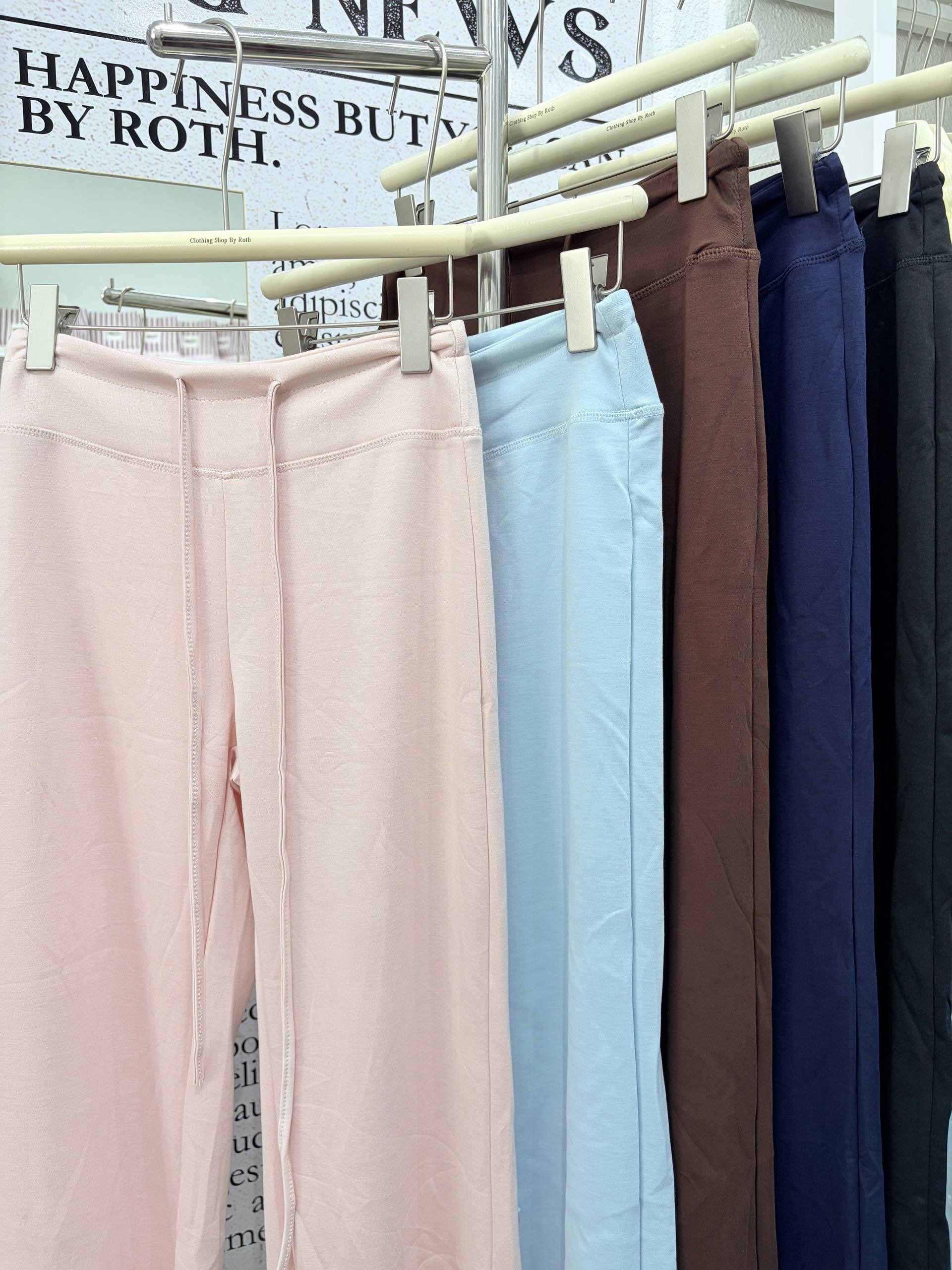 Drawstring fold-over wide-leg lounge pants