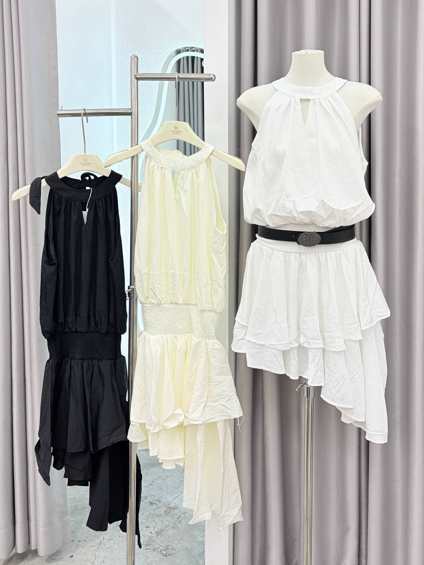 Halterneck Asymmetrical Tiered Mini Dress