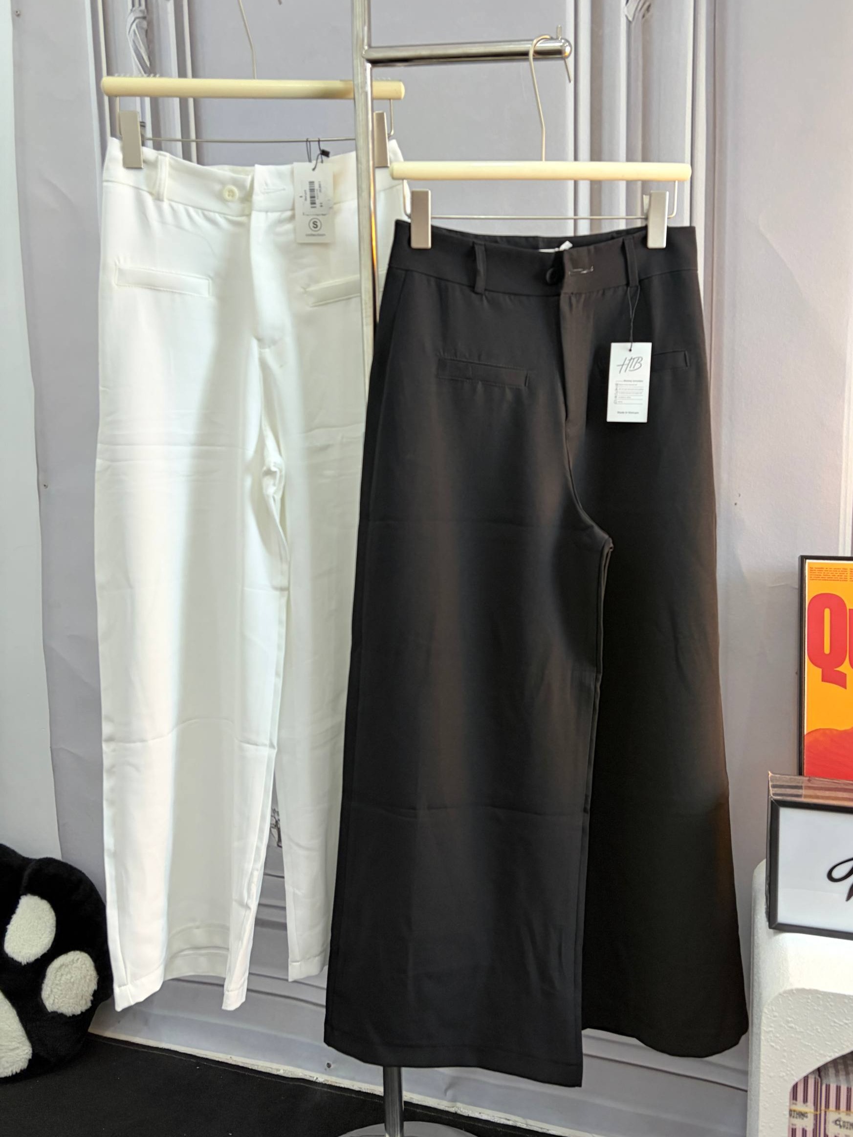 High-waisted wide-leg trousers