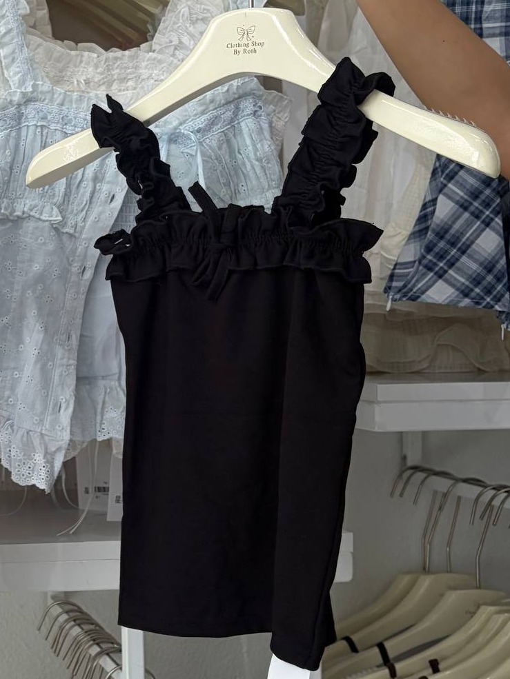 Ruffled-strap tie-front tank top