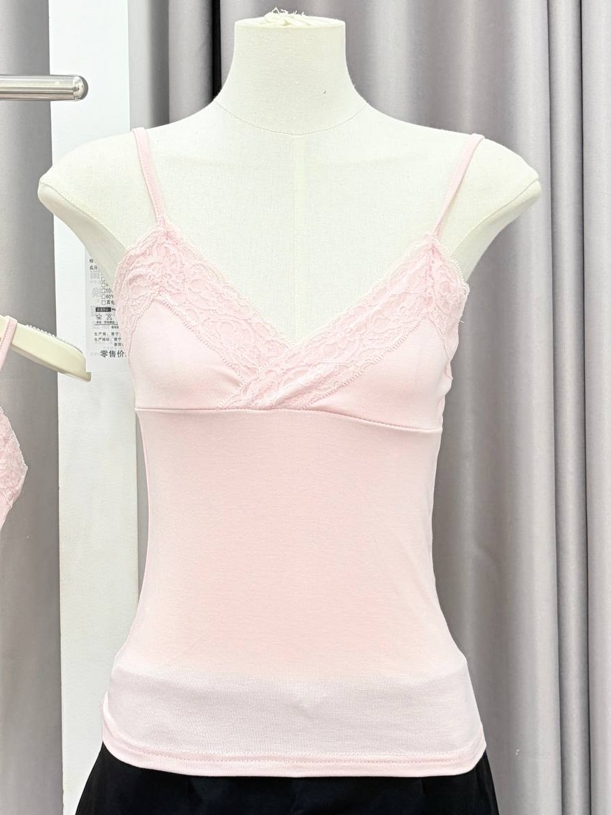 Pink lace-trim camisole