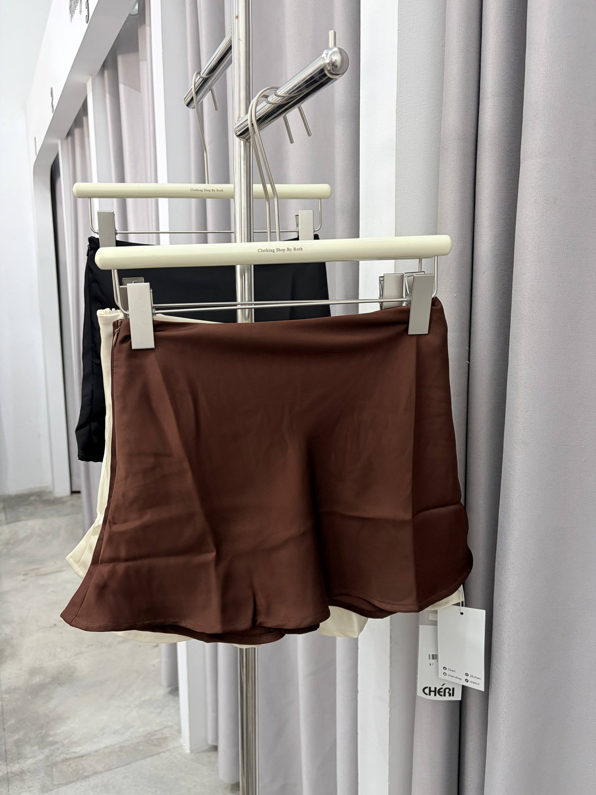 Satin ruffle-hem A-line mini skirt