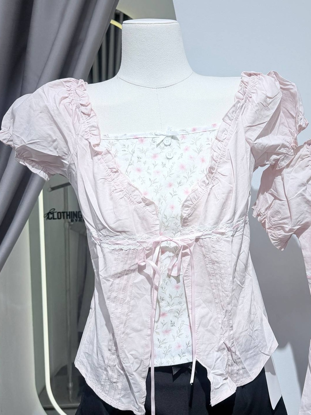 Puff Sleeve Tie Top