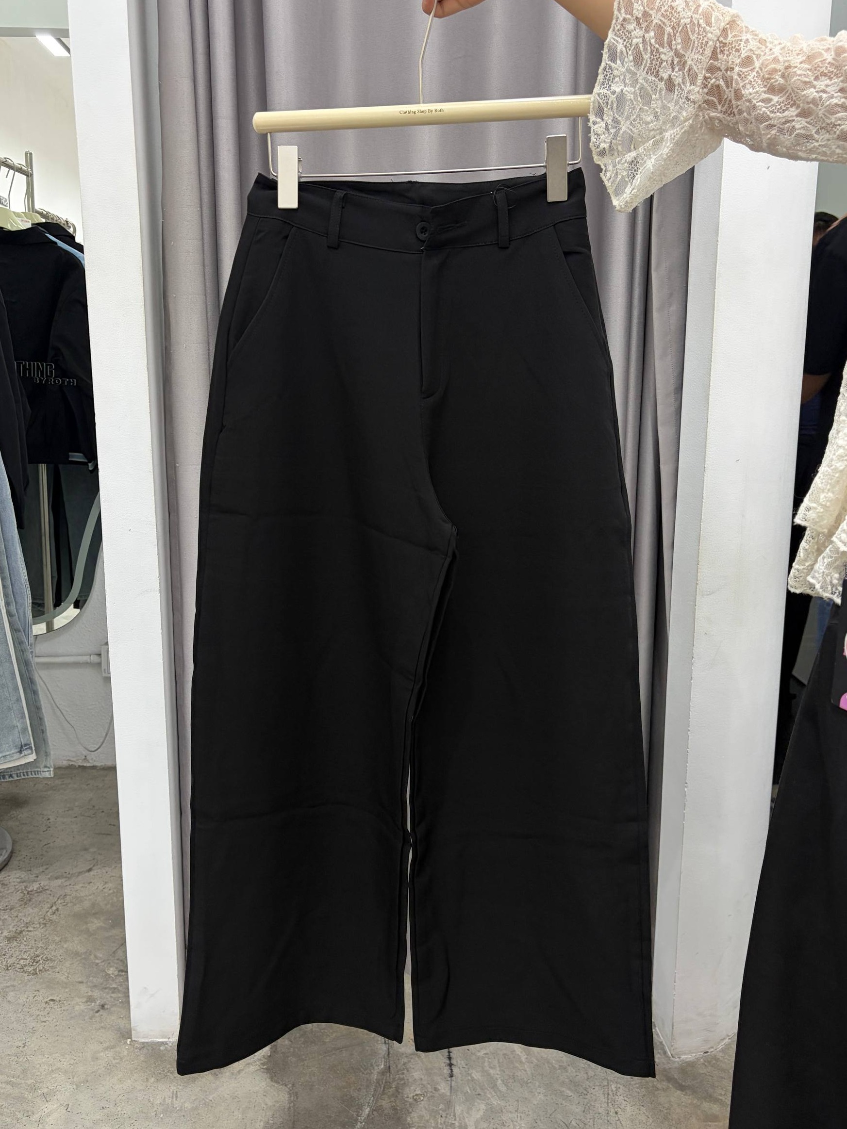 high-waisted contrast side-stripe relaxed pants