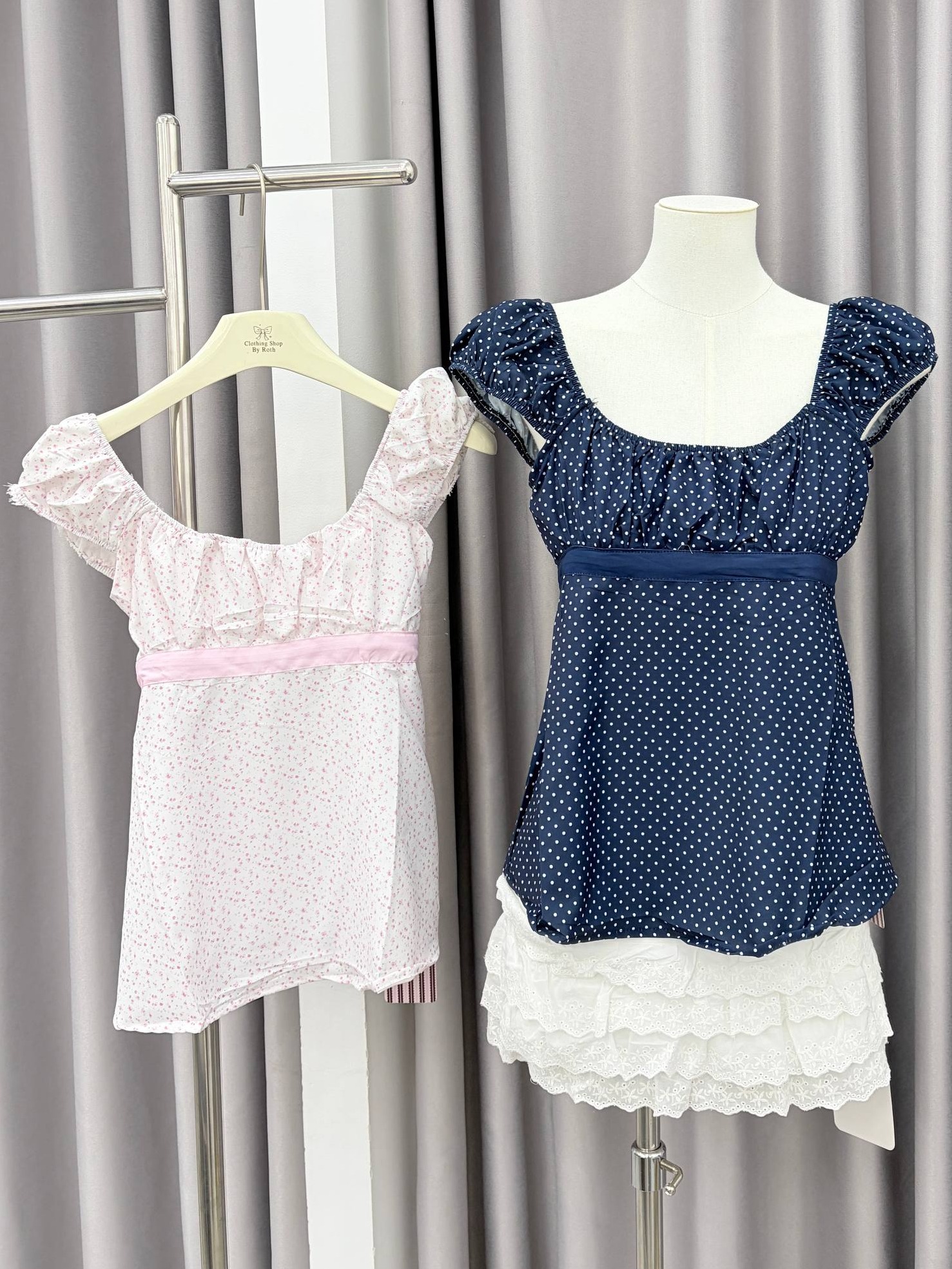 polka dot empire-waist babydoll top
