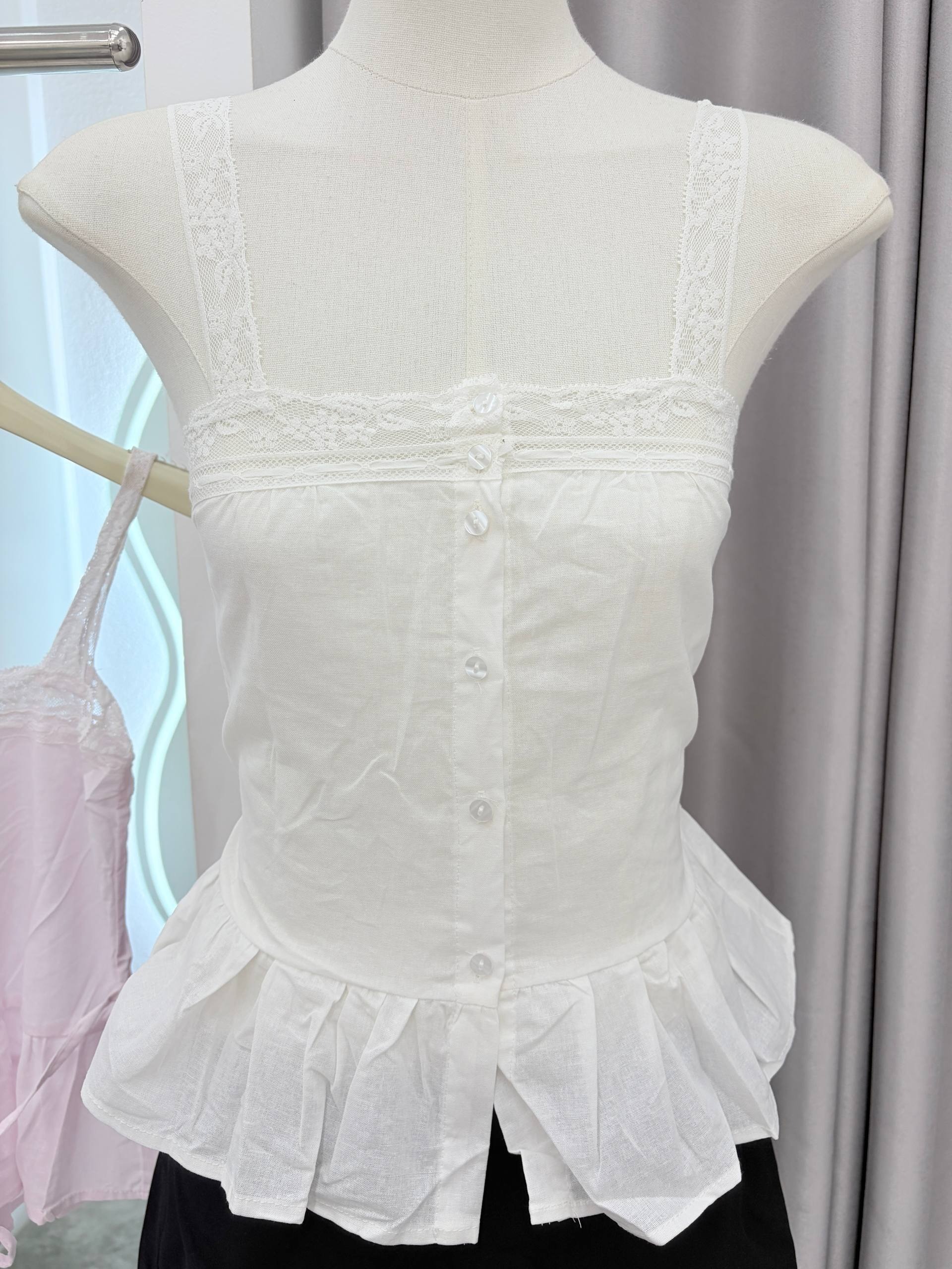 lace-trim peplum tank