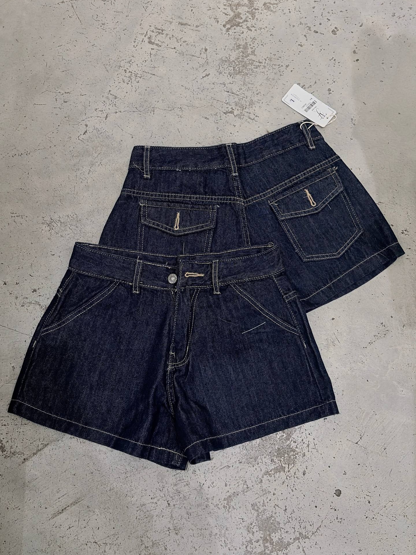 Dark wash denim shorts