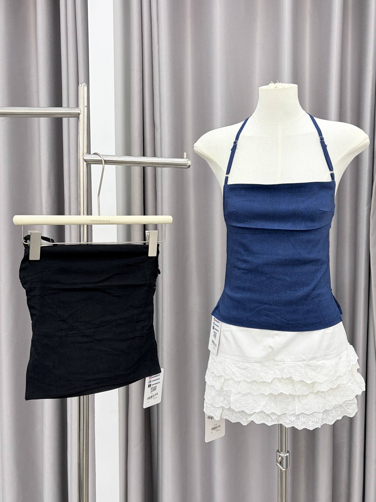 Layered bustier halter cami