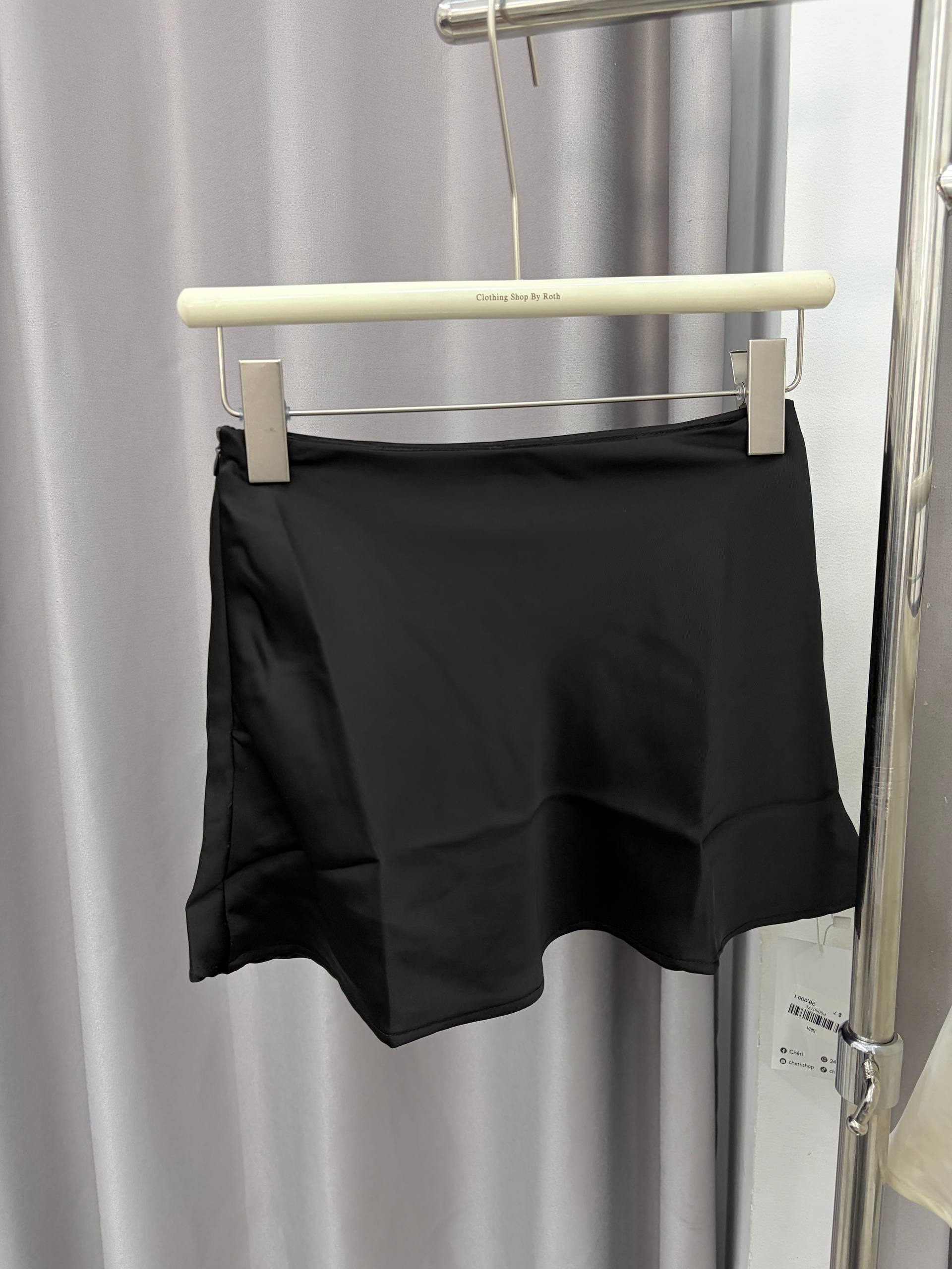 Satin ruffle-hem A-line mini skirt