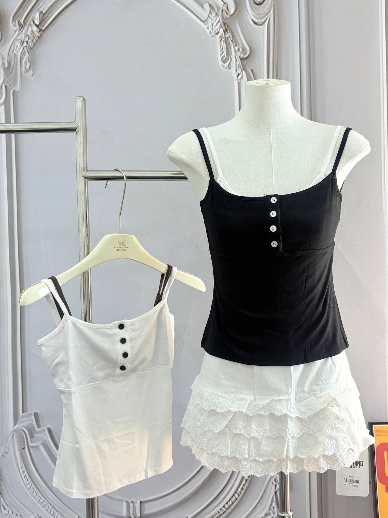 Henley Spaghetti Strap Tank Top