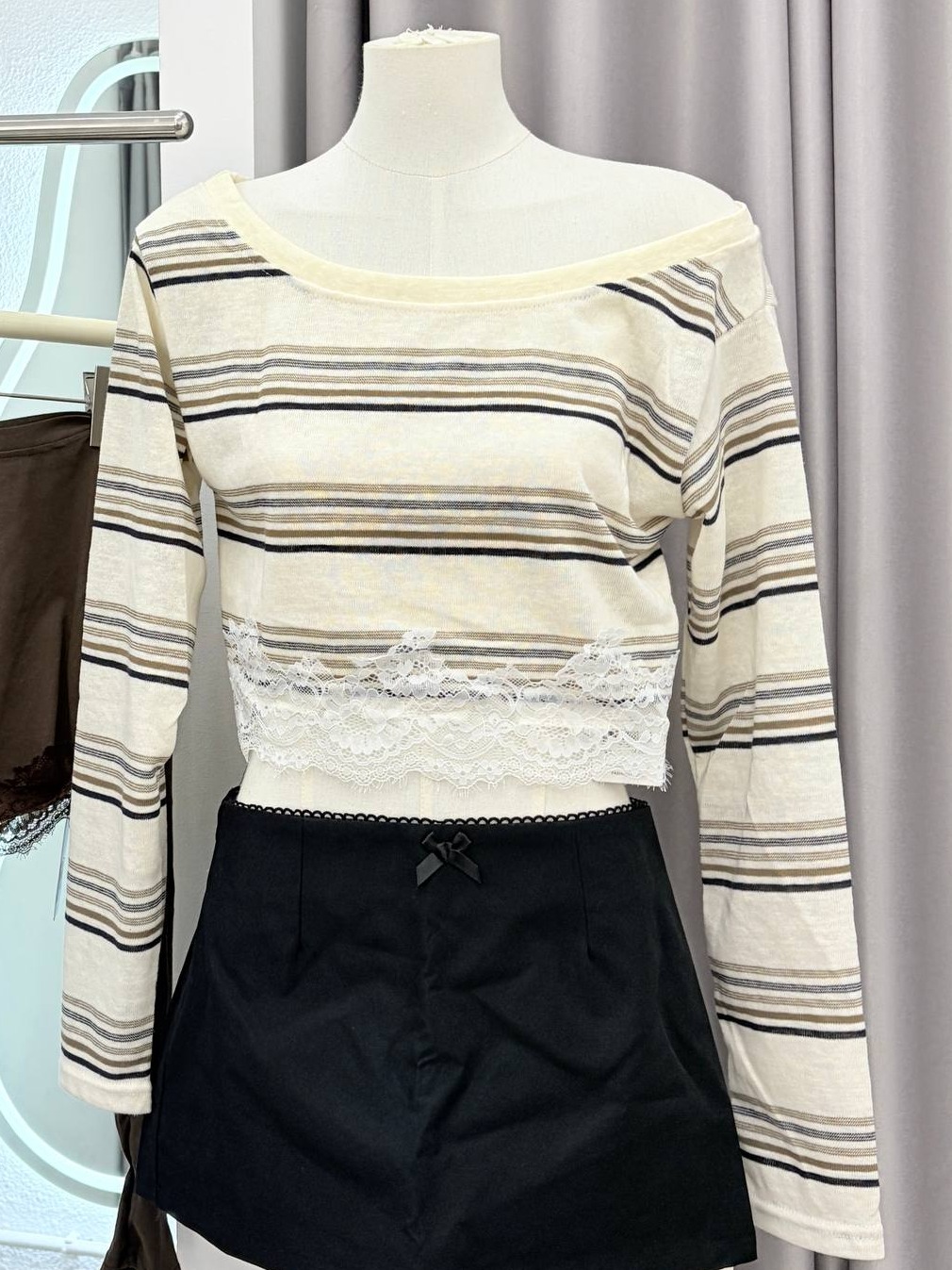 Striped long-sleeve top