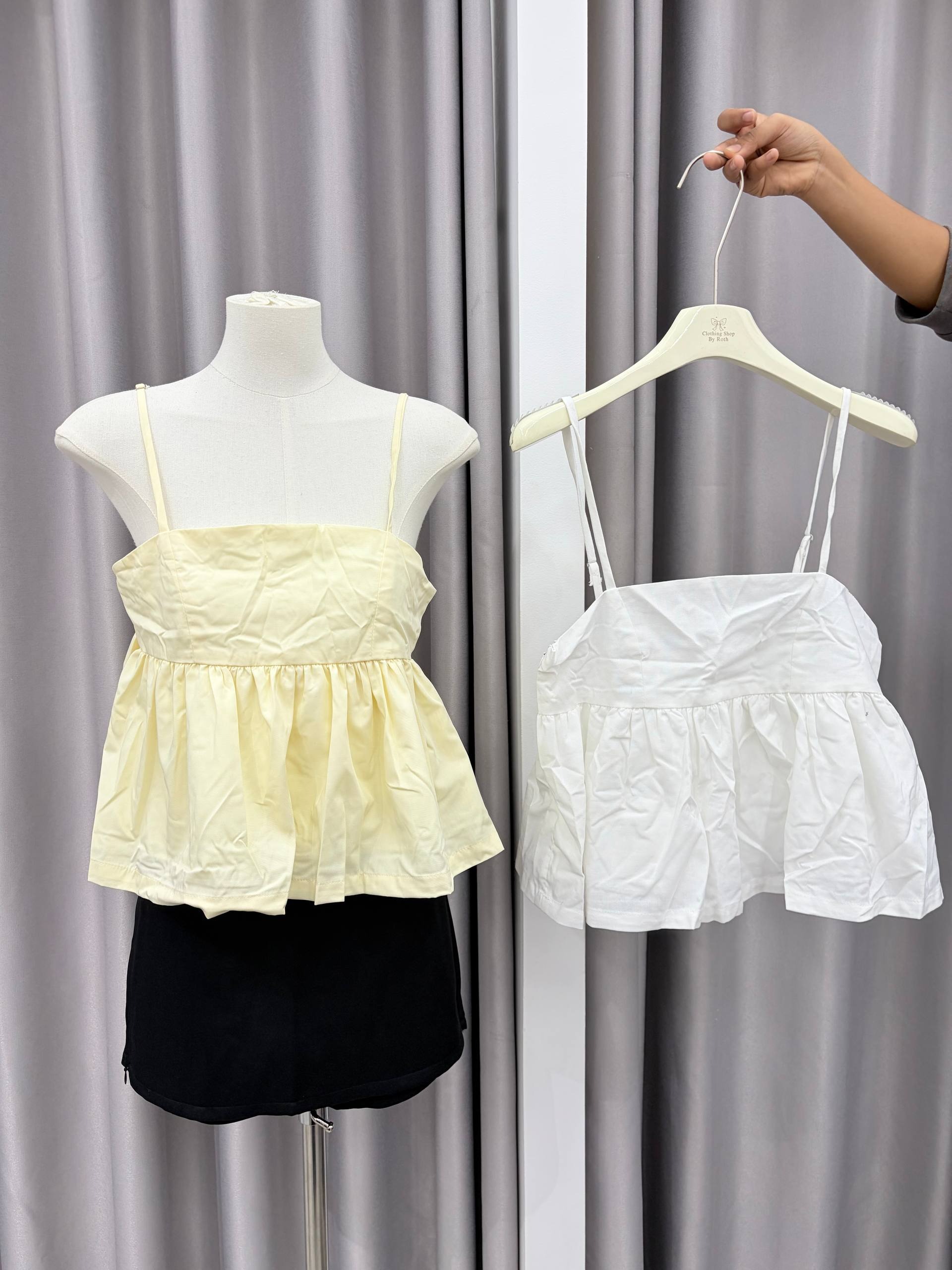 Straight-neck babydoll cami top