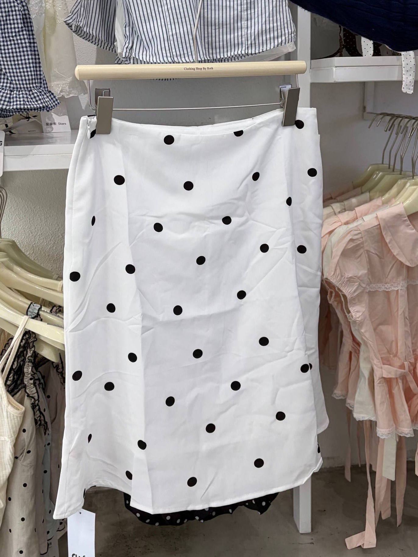 Polka dot midi skirt