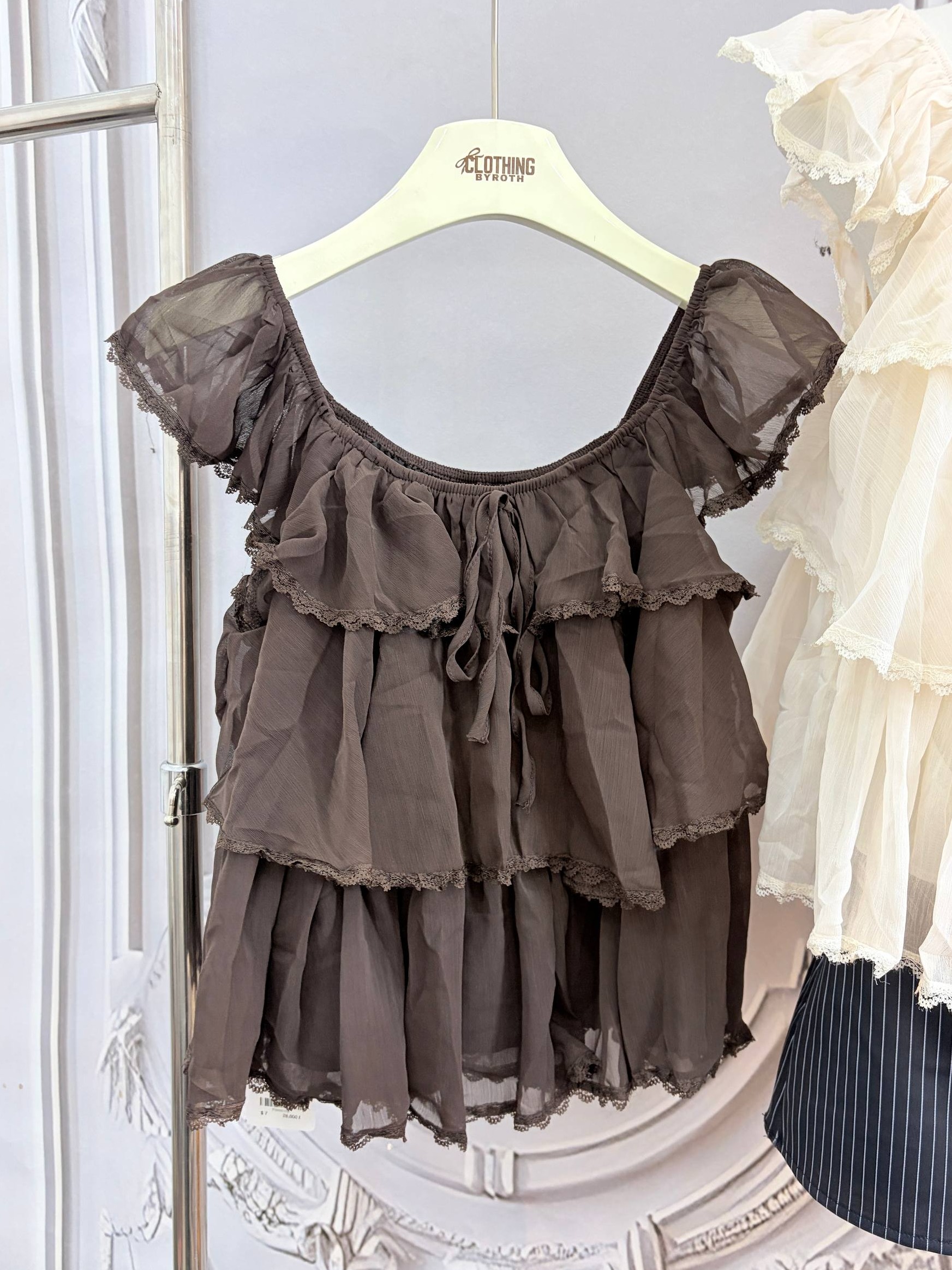 tiered ruffle chiffon cami blouse