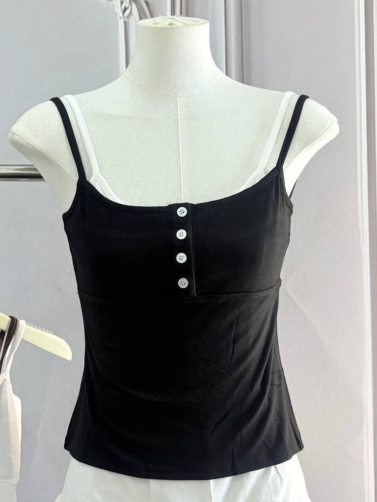 Henley Spaghetti Strap Tank Top