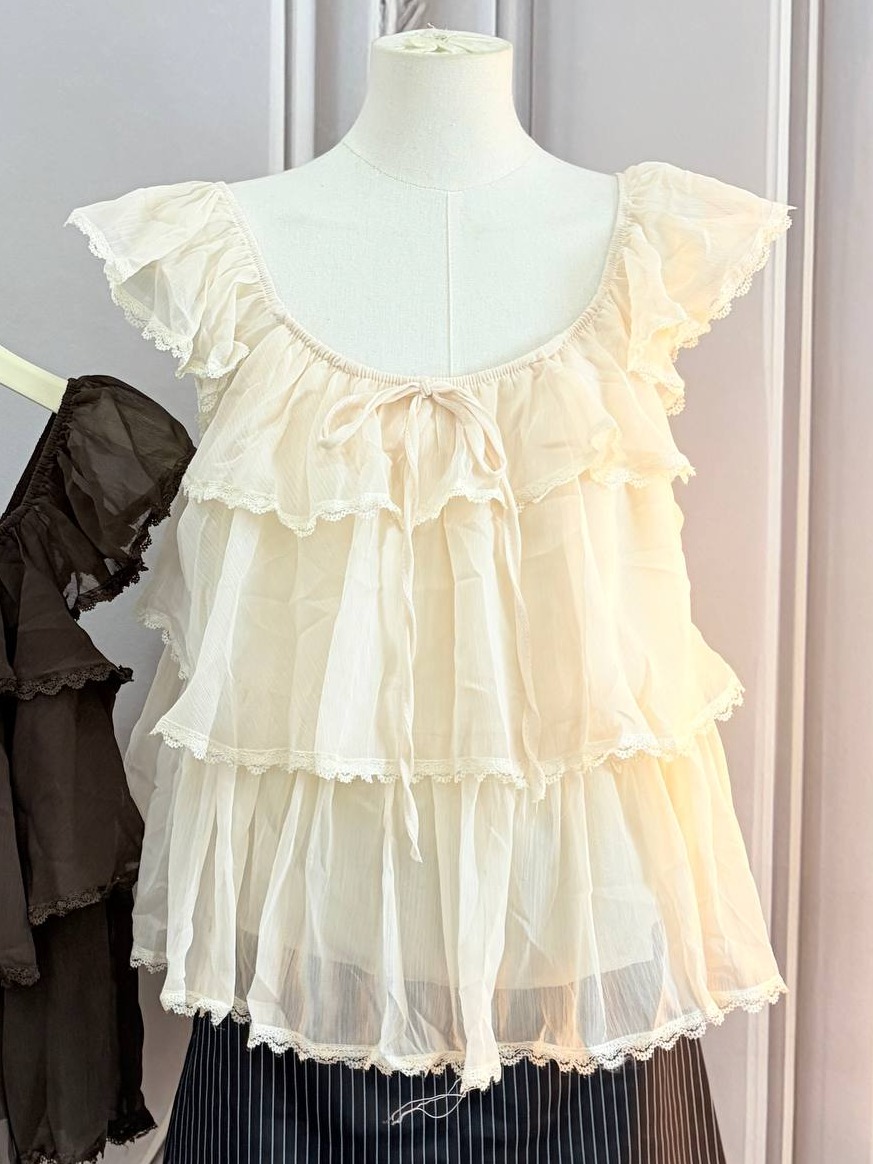 tiered ruffle chiffon cami blouse