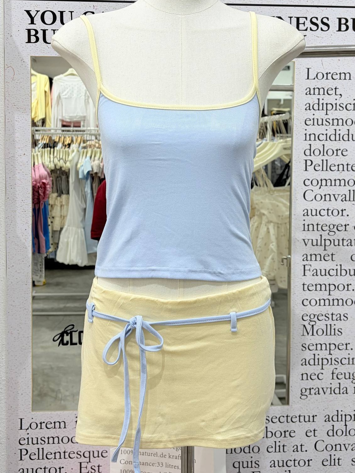 Contrast-trim cami top and mini skirt 2-piece set