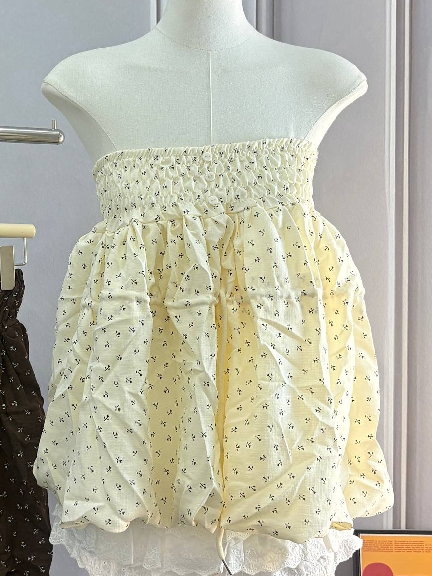 Floral Shirred Tube Top Peplum