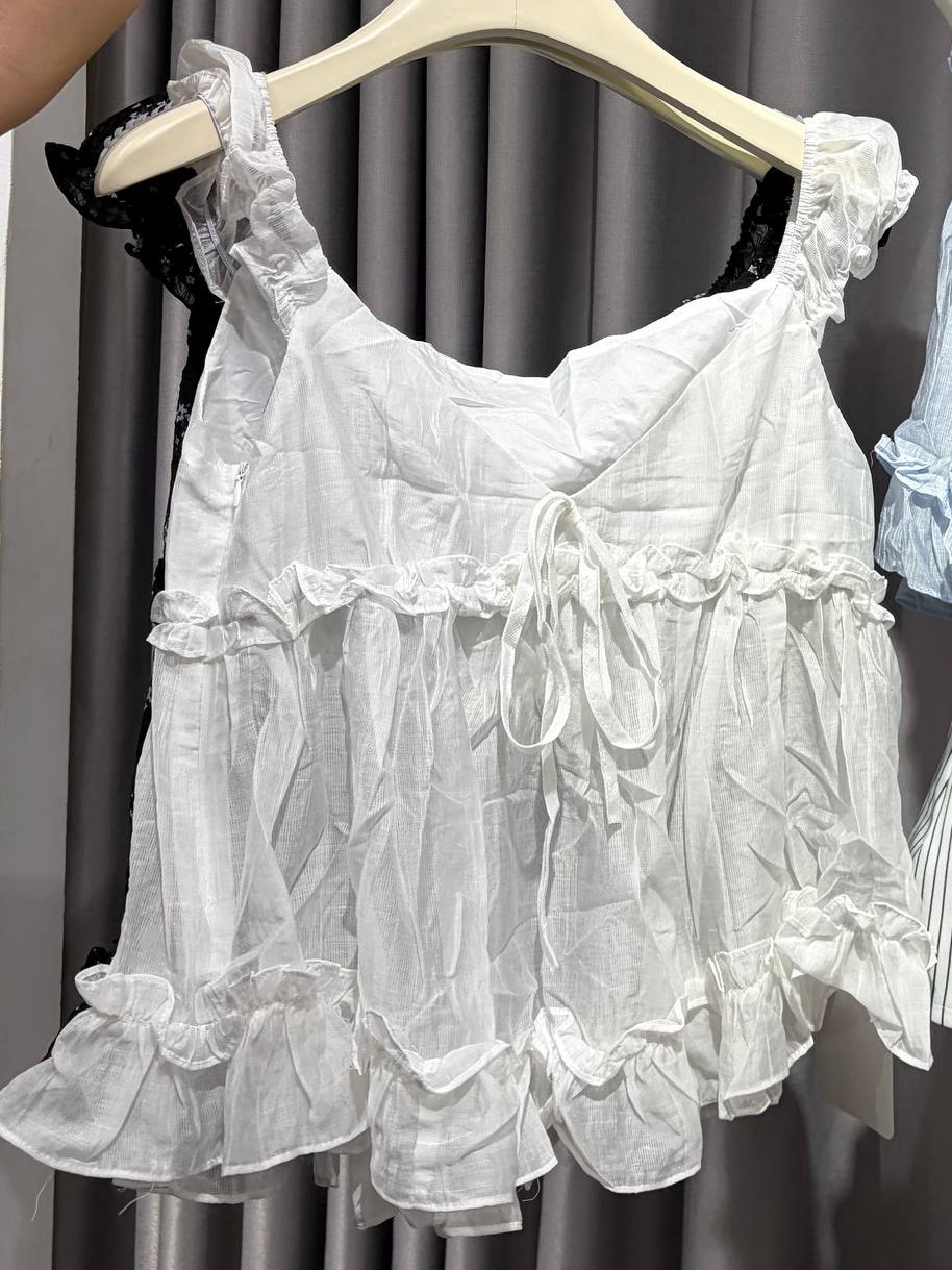 Ruffled babydoll camisole top