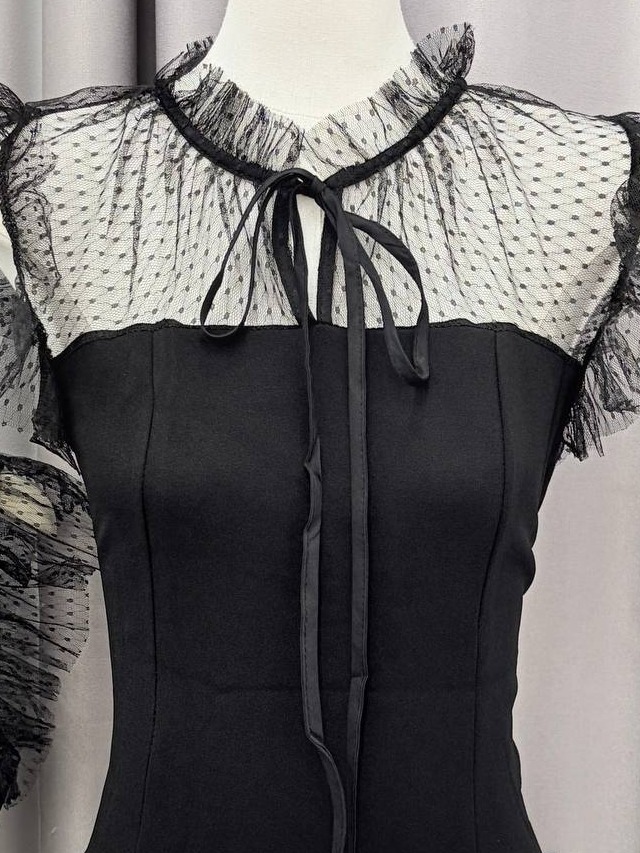 Mesh Tulle Illusion-Yoke Top