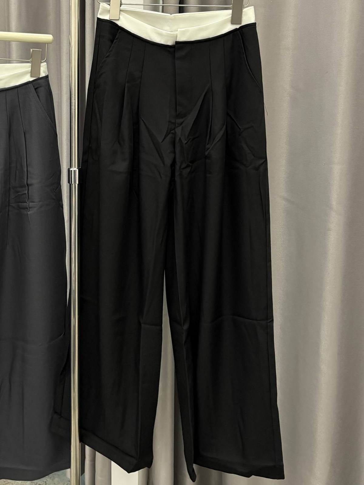 Fold-over waist wide-leg trousers