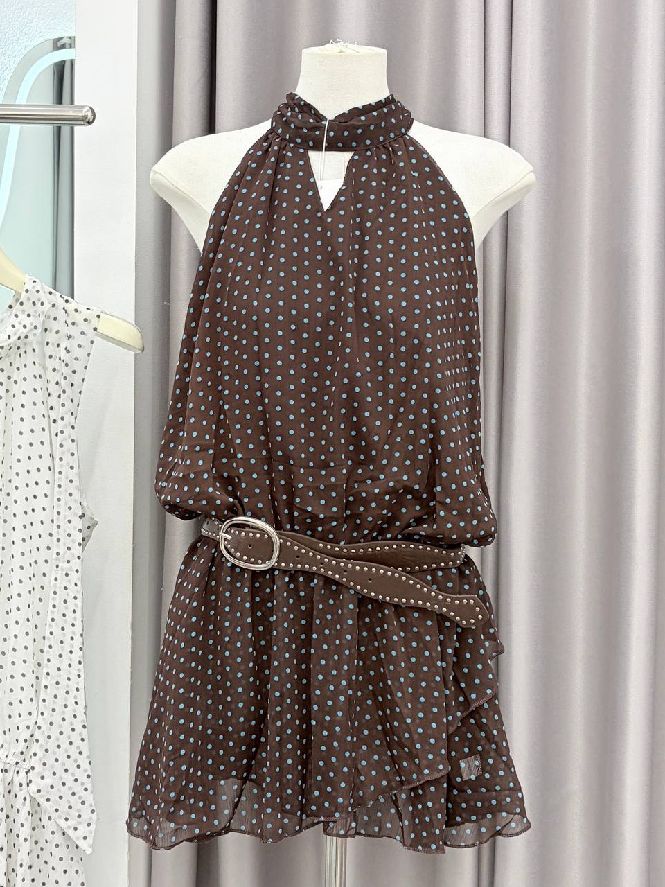 Polka Dot Drop-Waist Mini Dress