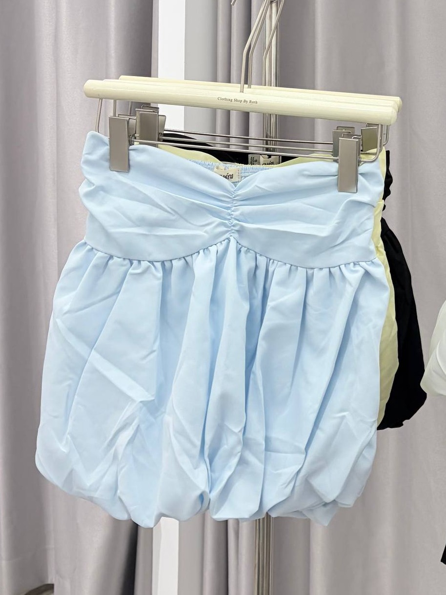 Strapless ruched bubble-hem tube top