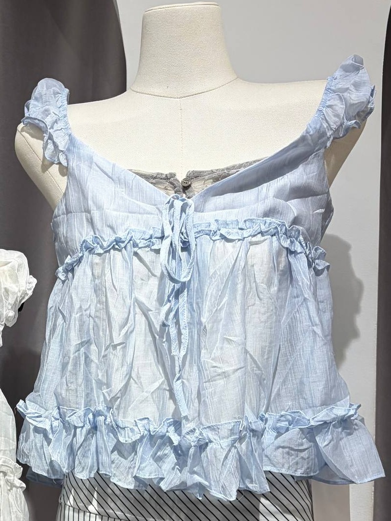 Ruffled babydoll camisole top