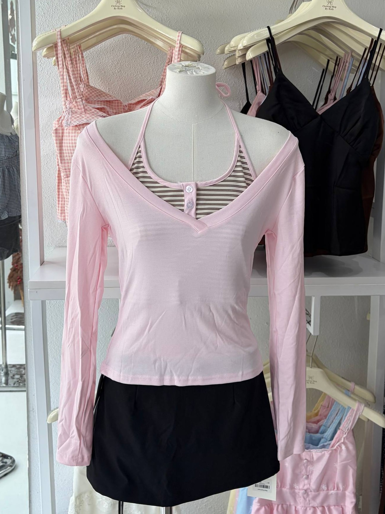 2-piece striped halter tank