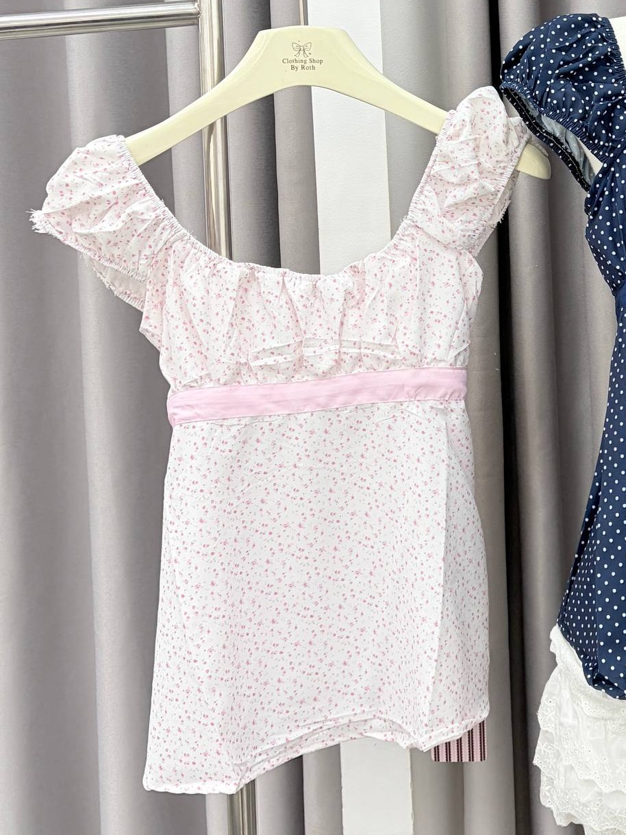 polka dot empire-waist babydoll top