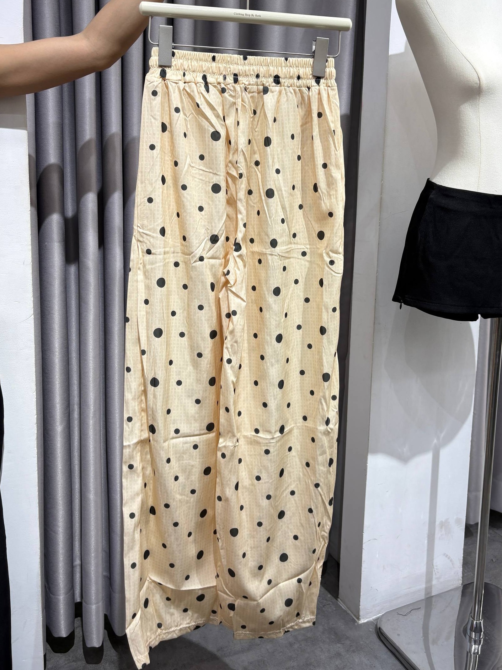 Polka dot wide-leg drawstring pants